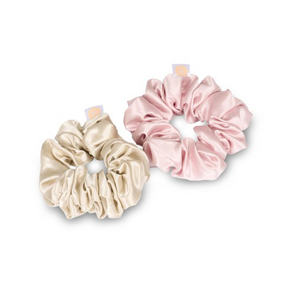 Silk Scrunchies - Champagne & Pink